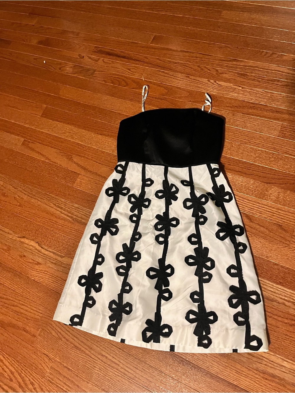 Lilly Pulitzer Black and White Strapless Bow-Trim Dress